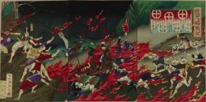 CHIKANOBU/Scene of the Satsuma Rebellion, triptychのサムネール