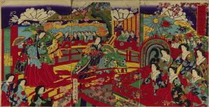 CHIKANOBU/Emperor observing female dancing performance, plum, from */Mitate shochikubai no uchi/*  (Parody of Pine, Bamboo, and plum), triptychのサムネール