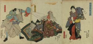 TOYOKUNI III/A scene of a kabuki performance, triptychのサムネール