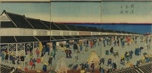 KUNIYOSHI/View of Honcho, Yokohama, triptychのサムネール
