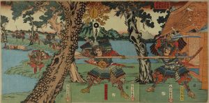 YOSHIFUJI/Duel between Iami Kanehira and Ishida Tamehisa, at Kiso Yoshinaka's battle at Awazu, triptychのサムネール
