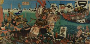 YOSHITORA/Battle of Hyogo, scene of Homma Saburo Shigeuji's long shot of his arrow, triptychのサムネール