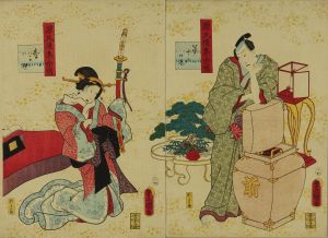 TOYOKUNI III/Chapter 18, */Matsukaze/*, from */Genji gojuyojo/* (Fifty-odd romances of the Tale of Genji), diptychのサムネール