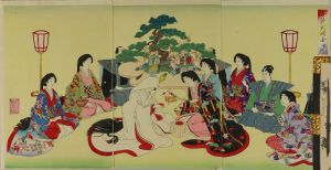 CHIKANOBU/*/Konrei/* (Marriage), from */Onna reishiki ryakuzu/* (Abbreviated pictures of etiquette for ladies), triptychのサムネール