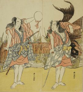 SHUNKO/Portrait of the actor Ichikawa Monnosuke II in the role of Utanosuke, and Onoe Matsusuke in the role of the goldfish seller Kimpachi, in the kabuki performance */Jujo Genji Monogusa Taro/*, diptychのサムネール