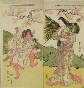 TOYOKUNI/Portrait of the actor Iwai Hanshiro II in the role of Kaidomaru, and Onoe Matsusuke in the role of Yamauba, in the kabuki performance */Osana asobi yamaji no nishiki-e/*, diptychのサムネール