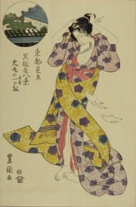 TOYOKUNI/Pine tree at Daimaru, subtitled */Karasaki/*, from */Toto mitate gofukuya hakkei/* (Parody of eight views of garment stores of the eastern capital)のサムネール