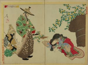 YOSHITOSHI/*/Ota Dokan hajimete kado ni kokorozasu zu/* (Ota Dokan aspire to learn poetry), from */Shinsen azuma nishiki-e/* (New selection of eastern brocade pictures), diptychのサムネール