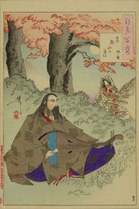 YOSHITOSHI/Noon over Mount Miyaji, Fujiwara Moronaga, from */Tsuki hyakushi/* (One-hundred aspects of the moon)のサムネール