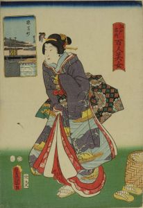 TOYOKUNI III/Saruwaka Street, from */Edo meisho hyakunin bijo/* (One-hundred famous places and beauties of Edo)のサムネール
