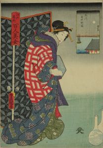 TOYOKUNI III/Shinagawa, Kachi-Shinshuku, from */Edo meisho hyakunin bijo/* (One-hundred famous places and beauties of Edo)のサムネール