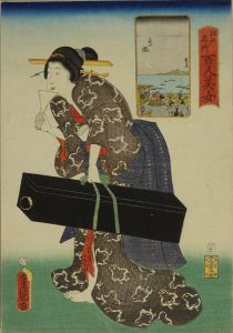 TOYOKUNI III/Takanawa, from */Edo meisho hyakunin bijo/* (One-hundred famous places and beauties of Edo)のサムネール