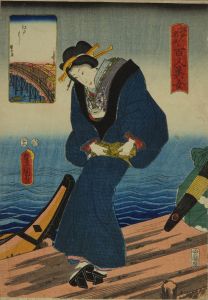 TOYOKUNI III/Edo Bridge, from */Edo meisho hyakunin bijo/* (One-hundred famous places and beauties of Edo)のサムネール