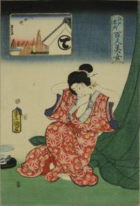 TOYOKUNI III/Hatchobori, from */Edo meisho hyakunin bijo/* (One-hundred famous places and beauties of Edo)のサムネール