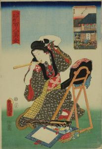 TOYOKUNI III/Hanakawado, from */Edo meisho hyakunin bijo/* (One-hundred famous places and beauties of Edo)のサムネール