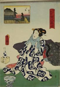 TOYOKUNI III/Koume, from */Edo meisho hyakunin bijo/* (One-hundred famous places and beauties of Edo)のサムネール