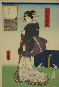 TOYOKUNI III/Shamisenbori, from */Edo meisho hyakunin bijo/* (One-hundred famous places and beauties of Edo)のサムネール