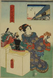 TOYOKUNI III/Jukkendana, from */Edo meisho hyakunin bijo/* (One-hundred famous places and beauties of Edo)のサムネール