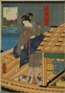 TOYOKUNI III/Ofunagura-mae, from */Edo meisho hyakunin bijo/* (One-hundred famous places and beauties of Edo)のサムネール