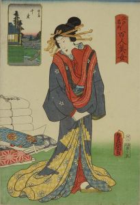 TOYOKUNI III/Senzoku, from */Edo meisho hyakunin bijo/* (One-hundred famous places and beauties of Edo)のサムネール