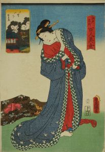 TOYOKUNI III/Foot of Mount Ueno, from */Edo meisho hyakunin bijo/* (One-hundred famous places and beauties of Edo)のサムネール