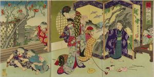 CHIKANOBU/Playing children, a parody of the battle of Ishibashiyama, triptychのサムネール