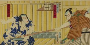 CHIKANOBU/Scene of a kabuki performance, triptychのサムネール