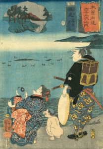 KUNIYOSHI/Shiojiri, with picture of Takagi Toranosuke, from */Kisokaido rokujukyu tsugi no uchi/* (the Sixty-nine stations of the Kisokaido)のサムネール