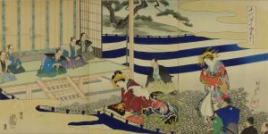 CHIKANOBU/Fukiage ni oite koji jocho no zu (Official hearing at Fukiage), from Chiyoda no on'omote (Outer palace of Edo Castle), triptychのサムネール