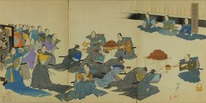 CHIKANOBU/Onagare (Shogun offering sake), from Chiyoda no on'omote (Outer palace of Edo Castle), triptychのサムネール