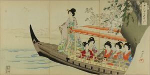 CHIKANOBU/Funa asobi (Pleasure boat), from Chiyoda no o-oku (Inner palace of Edo Castle), triptychのサムネール