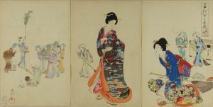 CHIKANOBU/Osusu harai (Year-end cleaning), from Chiyoda no o-oku (Inner palace of Edo Castle), triptychのサムネール
