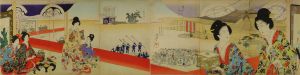 CHIKANOBU/Beauties watching dedicatory Noh performance for Hosho School masters, from Tokugawa jidai kifujin no zu (Noble ladies of Tokugawa era), hexaptychのサムネール