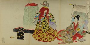 CHIKANOBU/Ono gakuya (Back stage of a Noh play), from Chiyoda no o-oku (Inner palace of Edo Castle), triptychのサムネール