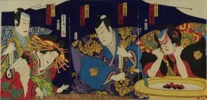 KUNICHIKA/Scene of a kabuki performance, triptychのサムネール