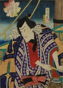 KUNICHIKA/A portrait of the actor Ichikawa Kakitsu as Akatsukiboshi Goro, subtitled Shinagawa oki no kihan (Returning sail to Shinagawa), from Mitate Shiranami hakkei (Eight views of bandit)のサムネール