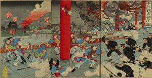 KOKUNIMASA/Scene of Sino-Japanese War, triptychのサムネール