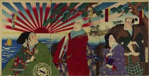 CHIKANOBU/Scene of a kabuki performance, triptychのサムネール