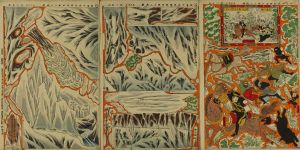 UNSIGNED/A miniature scenery model of a scene of Sino-Japanese War, three sheets, completeのサムネール