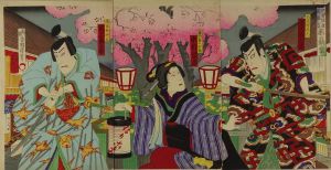 KOCHORO/Actors in a kabuki performance, triptychのサムネール
