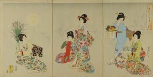 CHIKANOBU/Tsukimi en (Moon viewing), from Chiyoda no o-oku (Inner palace of Edo Castle), triptychのサムネール