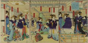 KUNISADA II/Owariya nikai no zu (Upstairs of Owariya), triptychのサムネール