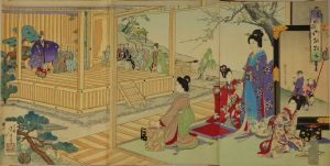 NOBUSHIGE/Beauties viewing Noh performance, from Azuma fuzoku (Life of the east), triptychのサムネール