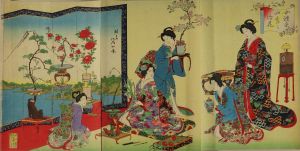 NOBUKAZU/Flower arrangement of four seasons, from Onna reishiki (Etiquette for ladies), triptychのサムネール