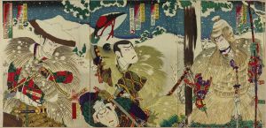 KUNICHIKA/Scene of a kabuki performance, triptychのサムネール