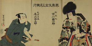 KUNICHIKA/Scene of a kabuki performance, triptychのサムネール