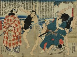 KUNIYOSHI/Scene of a kabuki performance, diptychのサムネール