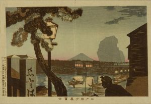 清親/東京名所　江戸橋夕暮冨士のサムネール