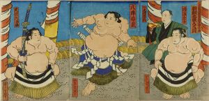 芳雪/大阪小野川浜五郎門人八陣信蔵　横綱土俵入之図のサムネール