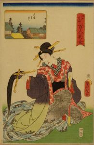 豊国三代/江戸名所百人美女　大音寺まへのサムネール